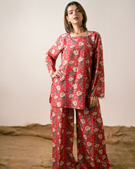 Ayla Studio Stitched PRINTED ESSENTIAL 2PC CO-ORD - Golden Spice