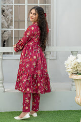 Mahroo Stitched 2 Piece Maxi Summer Collection'2025-T-FRK-006