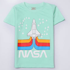 Kjunction Boys Half Sleeves-Printed T-Shirt (Nasa)