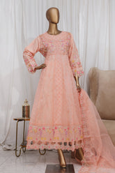 Bin Saeed Stitched 3 Piece Luxury Emb Frock Suit-STS-2299-Peach