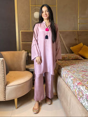 Zauk Stitched 2 Piece Collection-Lilac Two Piece Dress