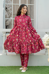 Mahroo Stitched 2 Piece Maxi Summer Collection'2025-T-FRK-006