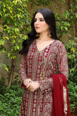 Manahils Stitched Formals Kurti 122-Divine- Mehroon
