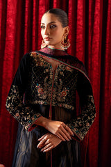 Bagh-E-Makhmal Separates By Zaaviay Stitched Black Moonstone (Three Piece)