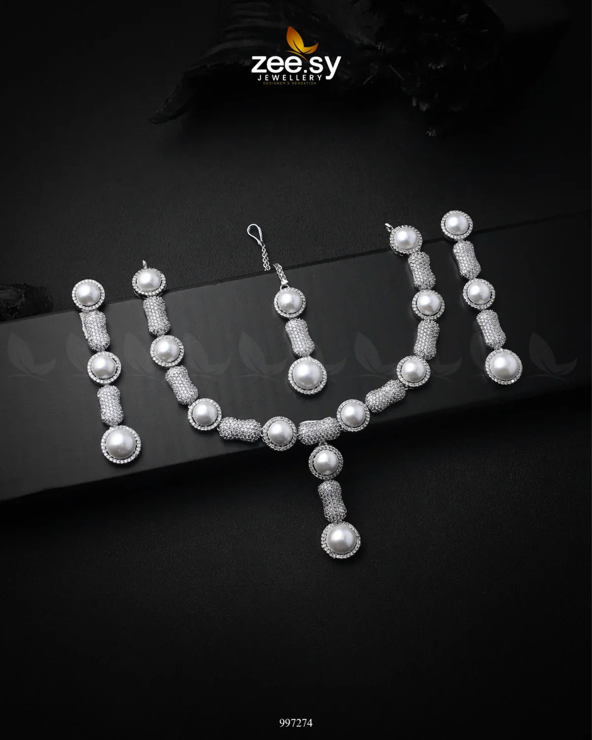Perlaura Necklace Set Silver - Zeesy Jewellery