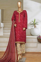 Bin Saeed Stitched 3 Piece Printed Lawn Suit-NSM-2429-Brown