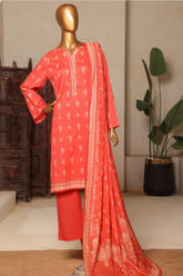 Bin Saeed Stitched 3 Piece Printed Lawn Suit-NSM-2430-Orange