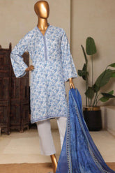 Bin Saeed Stitched 3 Piece Printed Lawn Suit-NSM-2431-Blue