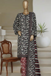 Bin Saeed Stitched 3 Piece Printed Lawn Suit-NSM-2432-Black