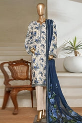 Bin Saeed Stitched 3 Piece Printed Lawn Suit-NSM-2433-White