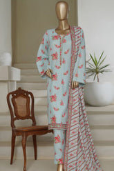 Bin Saeed Stitched 3 Piece Printed Lawn Suit-NSM-2436-Ferozi