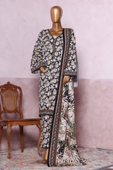 Bin Saeed Stitched 3 Piece Exclusive Printed Khaddar Vol-06 Suit-WK-2449-Black