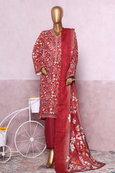 Bin Saeed Stitched 3 Piece Exclusive Printed Khaddar Vol-06 Collection'2025-WK-2451-Red