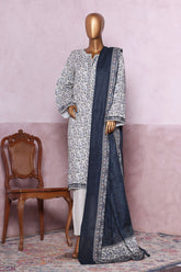 Bin Saeed Stitched 3 Piece Exclusive Printed Khaddar Vol-06 Suit-WK-2457-Gray