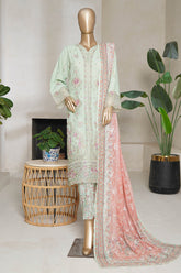 Bin Saeed Stitched 3 Piece Luxury Plain Cotton With Emb Printed Back Collection'2025-NSM-2474-Green