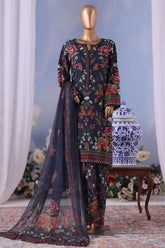 Bin Saeed Stitched 3 Piece Exclusive Printed Cotton Vol-04 Suit-WC-2485-Black