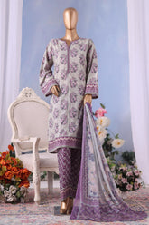 Bin Saeed Stitched 3 Piece Exclusive Printed Cotton Vol-04 Suit-WC-2486-Purple