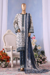 Bin Saeed Stitched 3 Piece Exclusive Printed Cotton Vol-04 Suit-WC-2487-White
