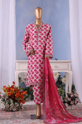 Bin Saeed Stitched 3 Piece Exclusive Printed Cotton Vol-04 Collection'2025-WC-2491-Pink