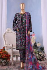 Bin Saeed Stitched 3 Piece Exclusive Printed Cotton Vol-04 Collection'2025-WC-2495-Black