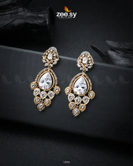 Hibiscus Earrings Golden White - Zeesy Jewellery