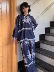 Urban Cut Navy Blue Printed Co-Ord Set