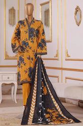 Bin Saeed Stitched 3 Piece Exclusive Printed Khaddar Vol-09 Suit-WK-2517-Mustard