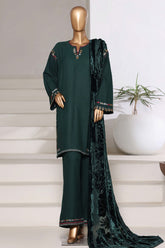 Sada Bahar Stitched 3 Piece Luxury Dhanak With Palachi Shawl Suit-MEP-251-Green