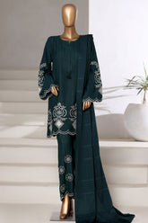 Vybe By Sada Bahar Sititched Co-Ords With Dhanak Shawl Suit-MED-252-Green