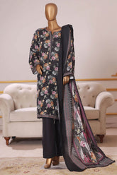 Bin Saeed Stitched 3 Piece Exclusive Printed Khaddar Vol-09 Suit-WK-2522-Black