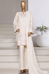 Sada Bahar Stitched 3 Piece Luxury Dhanak With Palachi Shawl Collection'2025-MEP-252-Cream