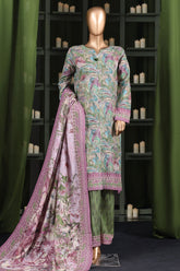 Hz Stitched 3 Piece Digital Printed Khaddar Vol-03 Collection'2025-KPT-2569-Green