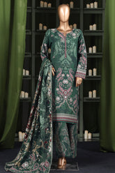 Hz Stitched 3 Piece Digital Printed Khaddar Vol-03 Suit-KPT-2582-Green