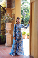 Feathers Unstitched 3 Piece Digital Printed Lawn Summer Suit-MARVINA-FT541
