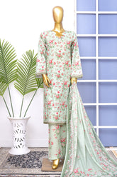 Bin Saeed Stitched 3 Piece Exclusive Printed Lawn Vol-18 Suit-LSM-3455-PISTA