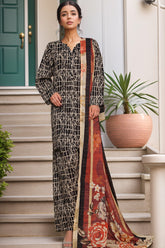 Sada Bahar Stitched 3 Piece Printed Cotton With Farshi Shalwar Vol-02 Suit-FS-273-Black