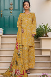 Sada Bahar Stitched 3 Piece Printed Cotton With Farshi Shalwar Vol-02 Suit-FS-274-Yellow