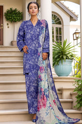 Sada Bahar Stitched 3 Piece Printed Cotton With Farshi Shalwar Vol-02 Suit-FS-275-Royal Blue