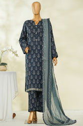 Bin Saeed Stitched 3 Piece Exclusive Printed Lawn Vol-04 Suit-LSM-2825-BLUE