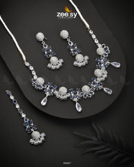 Achimenes Necklace Set Silver Blue - Zeesy Jewellery