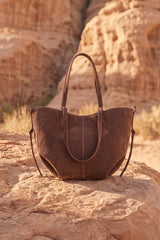 Fineur Luxora Suede Tote Bag - Coffee Brown
