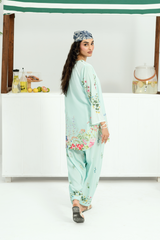 Raha By Amal Stitched Co Ords Cambric Vol-01 Collection'2025-Cyan