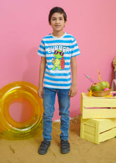 Modest Stitched Summer Kids Suit-Summer Graphic Tee