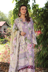 Elaf Prints Unstitched 3 Piece Printed Chikankari Lawn Suit-ECK-03-A-Lilac L'Amour