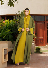 Hijabi.Pk Golden Olive Abaya
