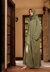 Hijabi.Pk Olive Pearl Sleeve Abaya - Signature