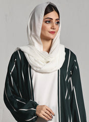 Hijab Ul Hareem Front Close Double Breast Zoom Green Abaya (0122-P-712)