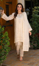 Shamooz Stitched 3 Piece Formals Collection'2025-Light Fawn SE-021