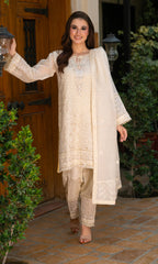 Shamooz Stitched 3 Piece Formals Collection'2025-Light Fawn SE-021