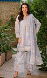 Shamooz Stitched 3 Piece Formals Collection'2025-Glam Grey SE-032